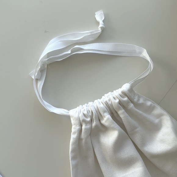 White Cotton Dior Gold Logo Shoe Purse Dust Bag Storage Bag Info Card - Picture 5 of 6